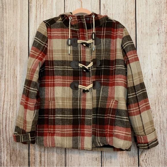 cold storage Jackets & Blazers - Cold Storage Foul Weather Gear For Her Wool Blend Plaid Winter Coat Small Red
